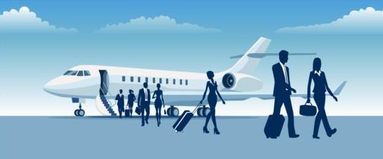 Business travel with businessman silhouetter vector 03  