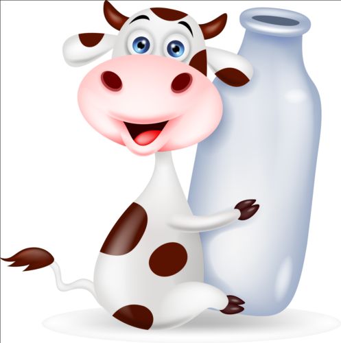 Cartoon cow with bottle vector  