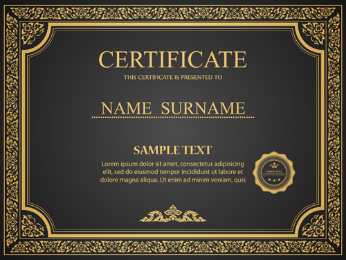 Certificates ornate design vector template 05  