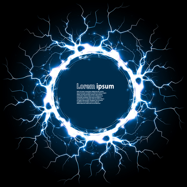 Circle with lightning and blue background vector  