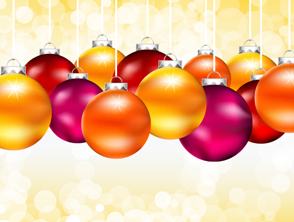 Colored shiny christmas ball art background  