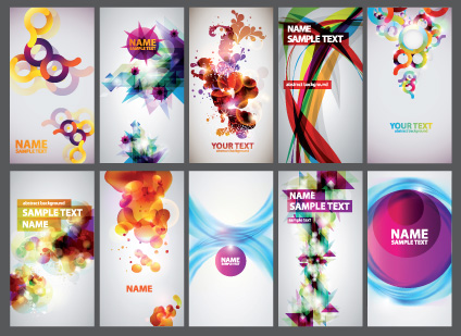 Abstract Colorful set of business cards elements vector 02  