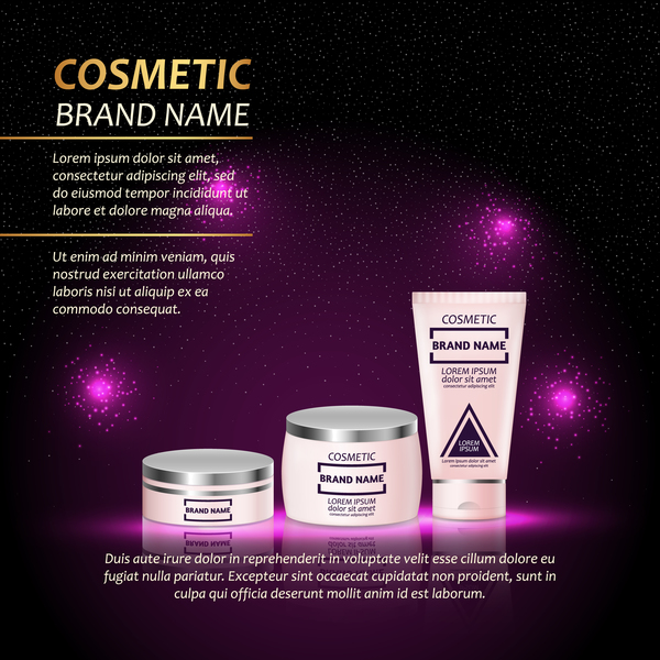 Cosmetic advertising poster template purples styles vector 03  