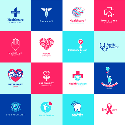 Creative medical and healthcare logos vector set 02  