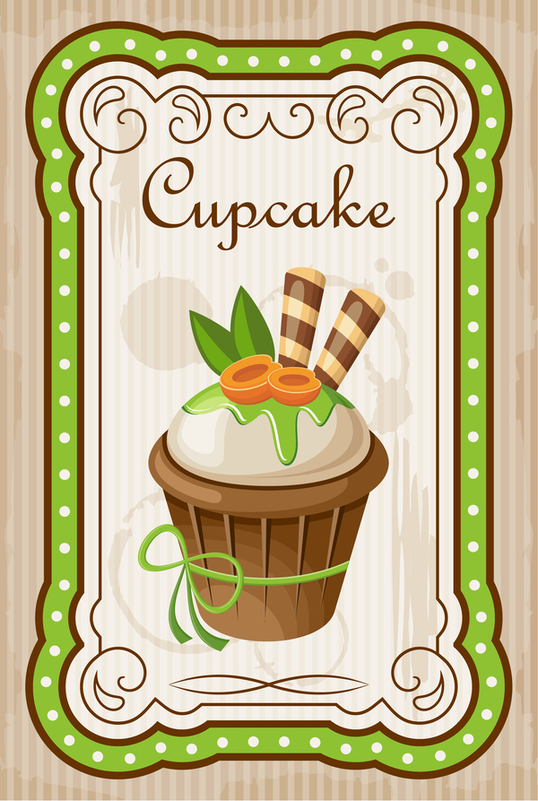 Cupcake poster retro design vectors 03  