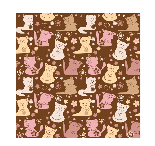 Cute cats vector seamless pattern  