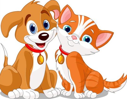 Cute dog with cat vector illustration 02  
