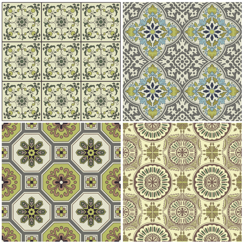 Cute floral decor pattern vector material 03  