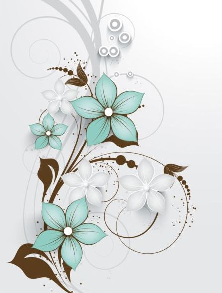 Fleur décorative boucles design vectoriel fond 01  