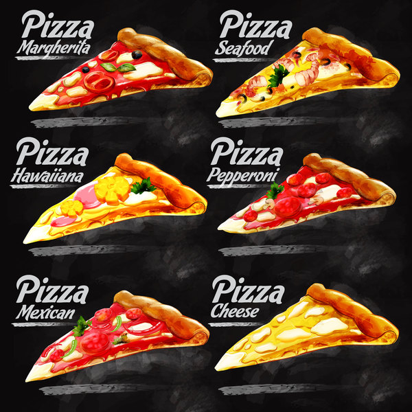 Different pizza illustration vector  