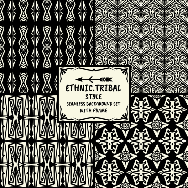 Ethno-tribal Style nahtlose Hintergrund mit Rahmen Vektor 08  
