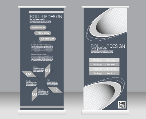 Exhibition advertising vertical banner vectors set 03  