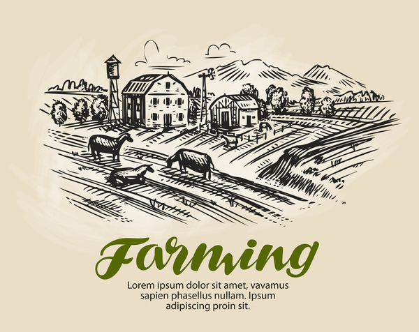 Farming hand drawing background vectors 02  