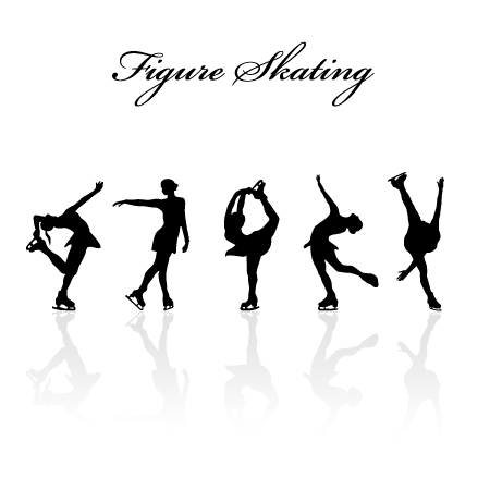 Figure skating design vector silhouettes  