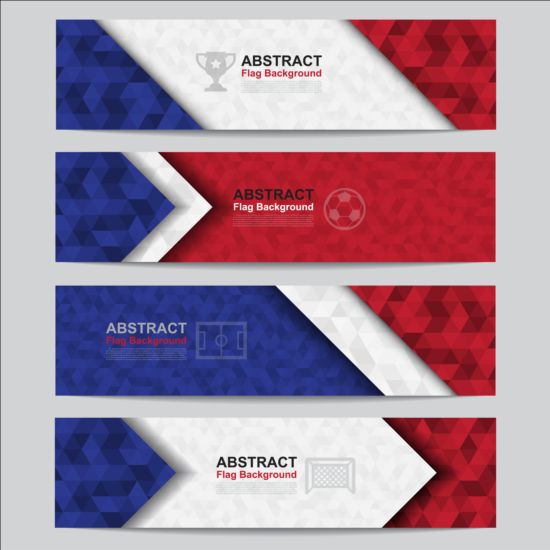 Flag with soccer banners vectors set 01  