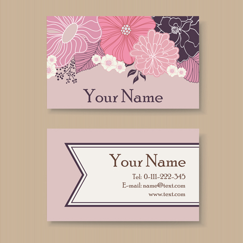 Floral business cards elegant vector material 08  