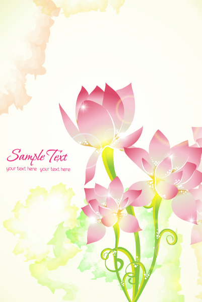 Flower illustrations vector background 03  