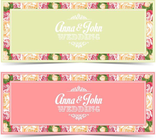 Flower wedding invitation card vector template  