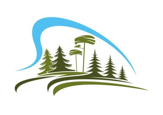Лесные деревья логотип векторов 02  