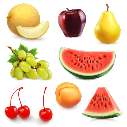 Fresh fruits shiny vectors material  