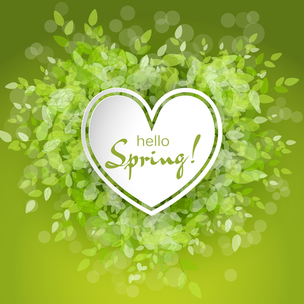 Fresh spring background with heart shape vector 03  