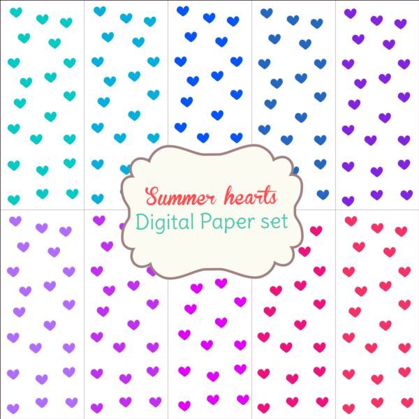 Heart paper with summer background vector 04  