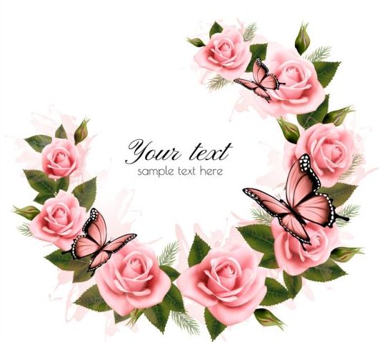 Holiday background with beautiful pink flowers and buds vector  