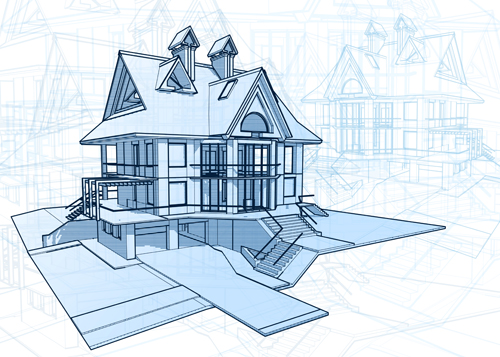 House architecture blueprint vector set 03  