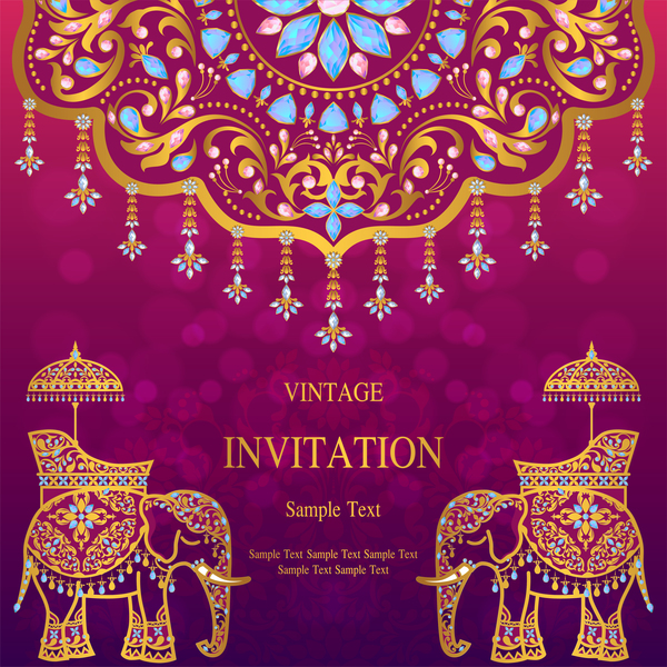 India invitation card luxury vector  