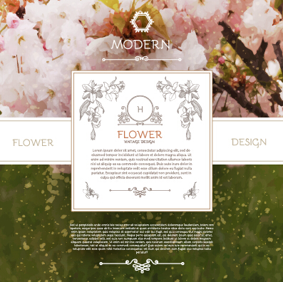 Labels with flower blurs background vector 02  