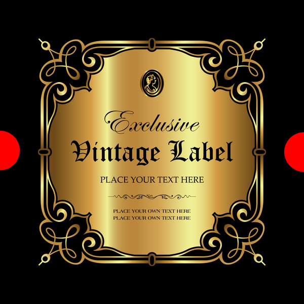 Luxury ornamental gold label vector set 11  