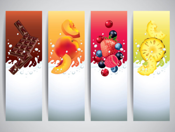 Milk drinks banner creative vector  