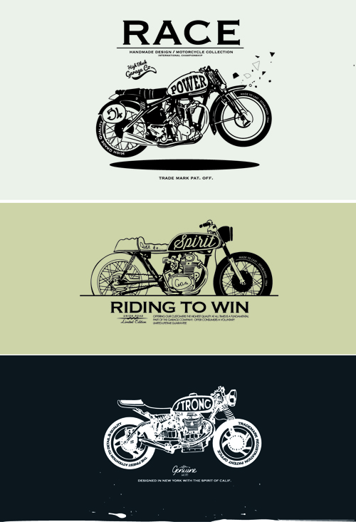 Motorcycle retro posters creative vector graphics 06  