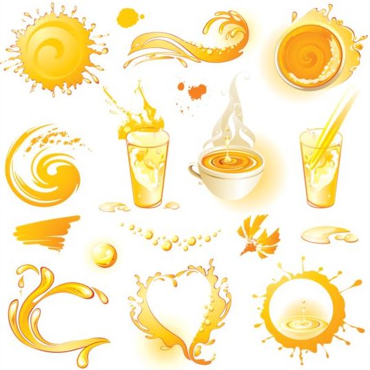 Orange juice elements vector illustration 02  