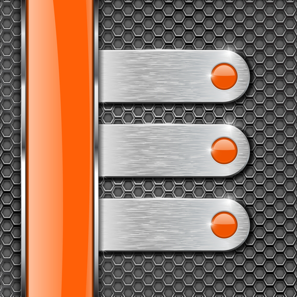 Orange mit Metall Banner und perforierte Hintergrund Vektor  