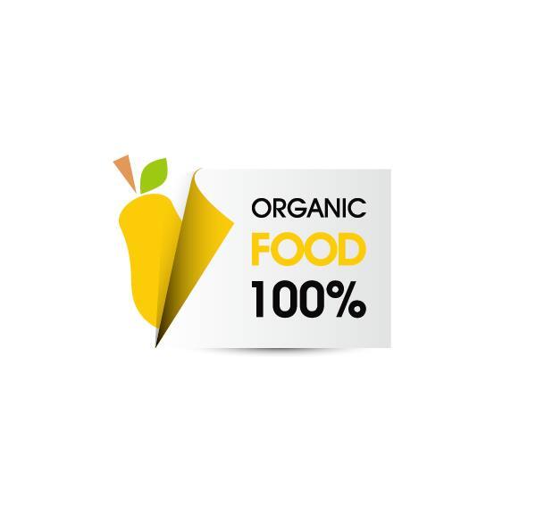 Organic food sticker design vector 01  