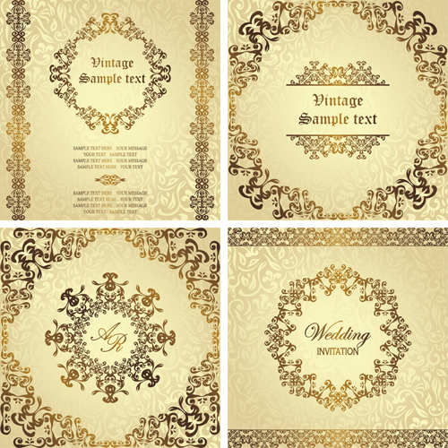 Ornate golden invitations design 03  