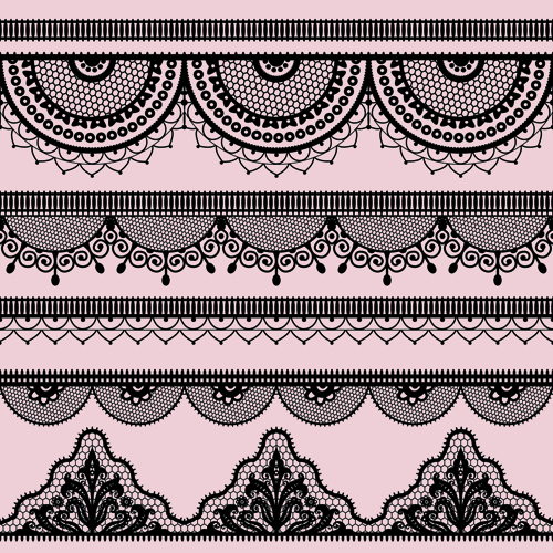 Ornate lace border design vector set 01  