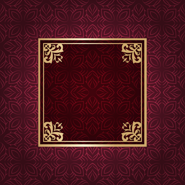 Ornate vintage pattern with deco frame vector material 13  