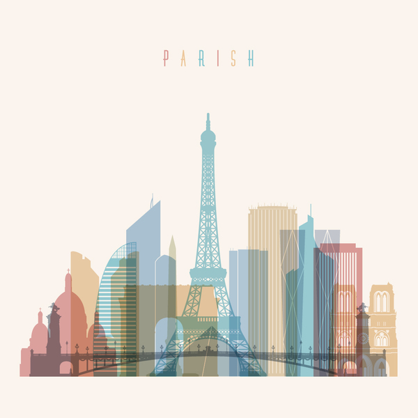 Париж векторная иллюстрация здания  