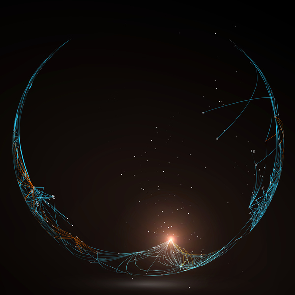 Particules et lignes avec sphère vecteur fond 03  