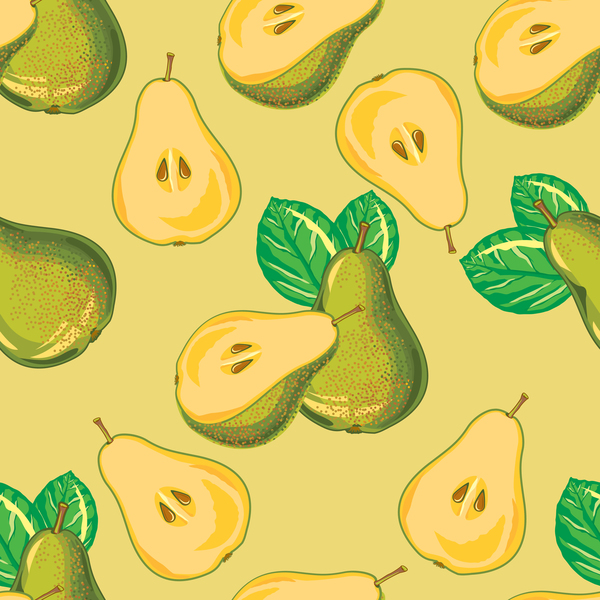 梨の緑のパターンのシームレスなベクトル01  
