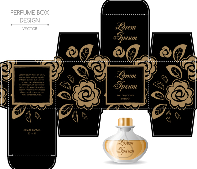 Perfume packging box material vector set 03  