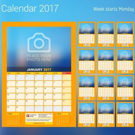 Photo Disk calendario 2017 vector set 10  