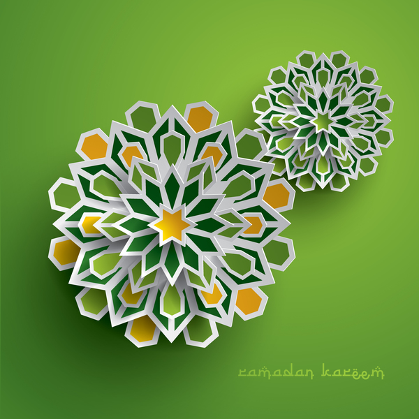 Fond de Ramadan avec un vecteur papier fleur coupée 04  