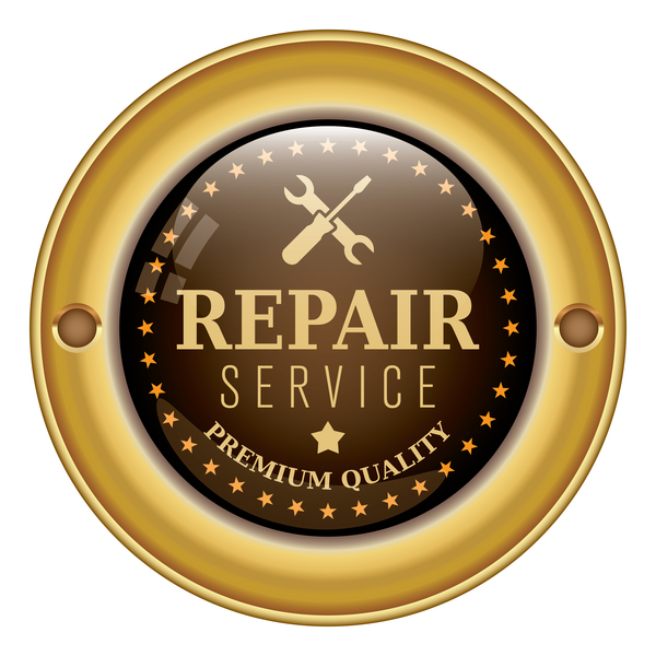 Repair service badges golden vector  