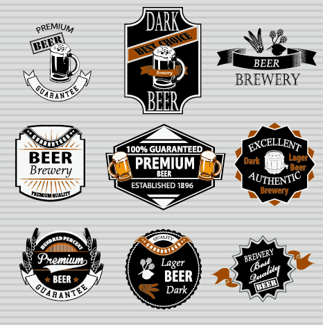 Retro beer labels vectors set 02  