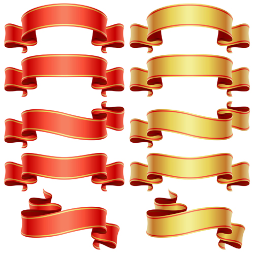 Shiny Ribbons design elements 03  