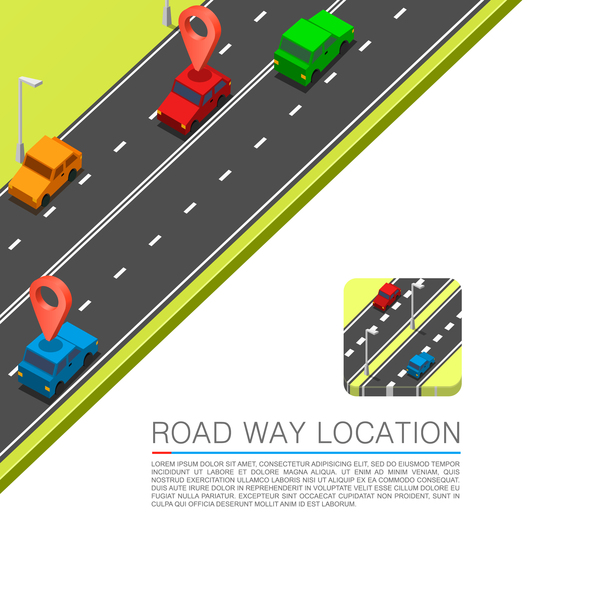 Road way location coordinate infographic vector 01  