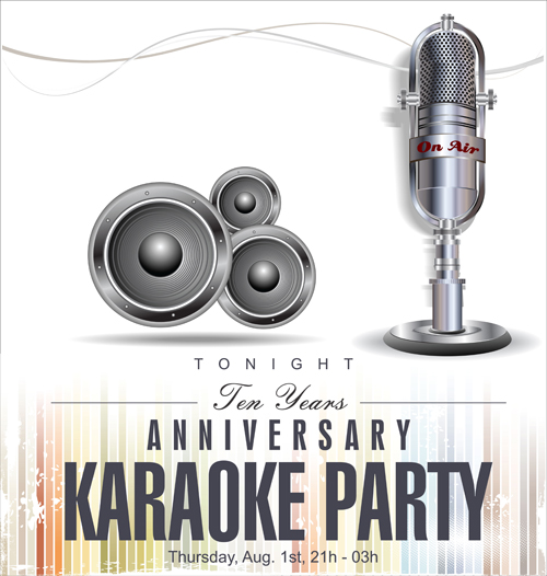 Rock night karaoke party poster vector 03  